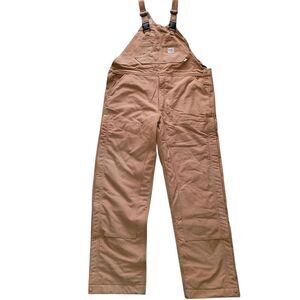 Carhartt FR Quilted Lined Double Knee Duck Overalls Size 38 x 36